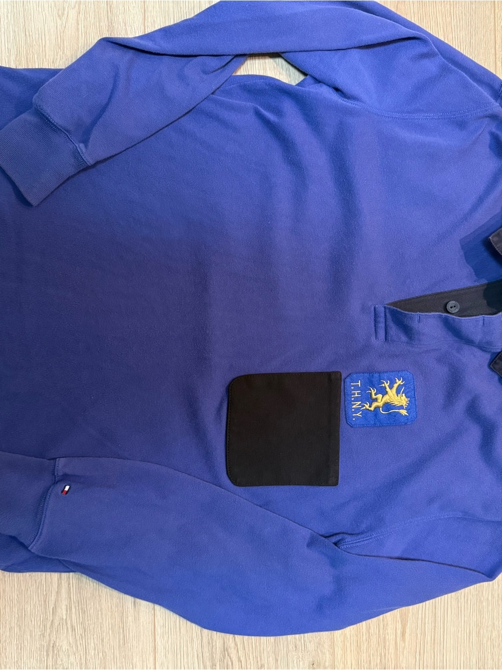 Tommy Hilfiger Royal Blue Crewneck Sweater with Black Chest Pocket